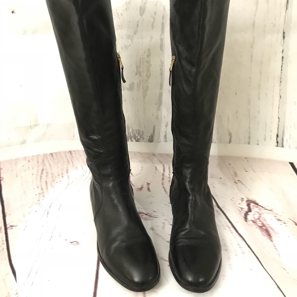 L.K Bennett Joanne Black Leather knee boots 39.5